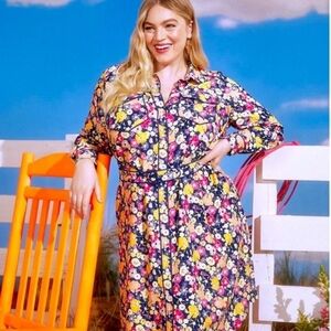 Modcloth Floral Groovy Meets Country Western  Snap Front Shirtdress